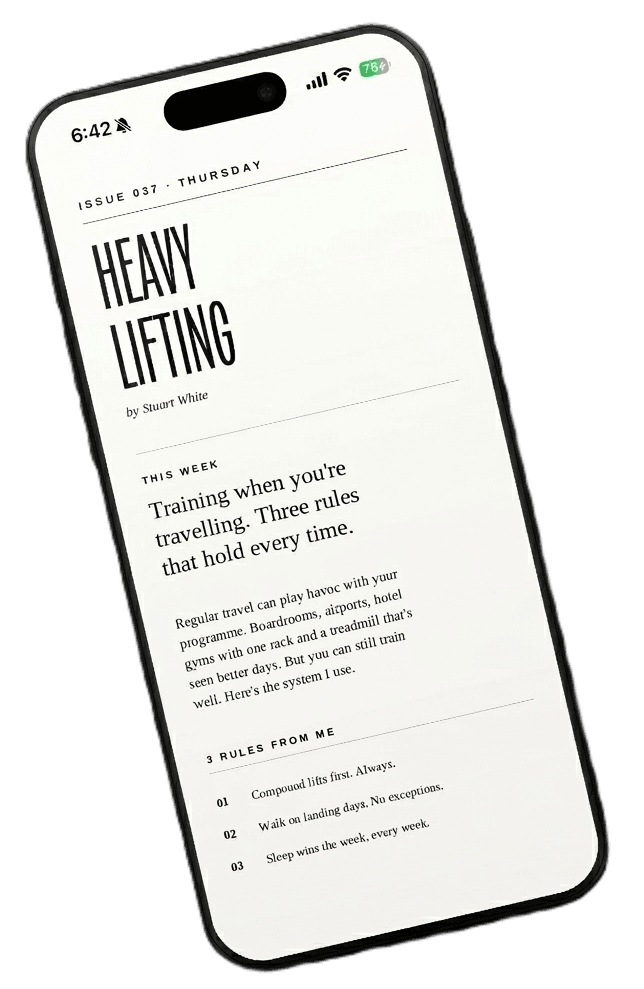 The Heavy Lifting newsletter on a phone